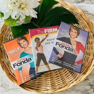 Jane Fonda The Walk Out/Fit & Strong/The Firm NWT workout dvds set of three